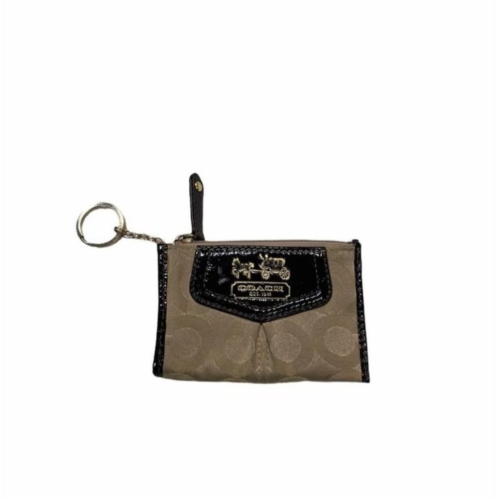 COACH Madison Optic C Coin Wallet- Brown logo